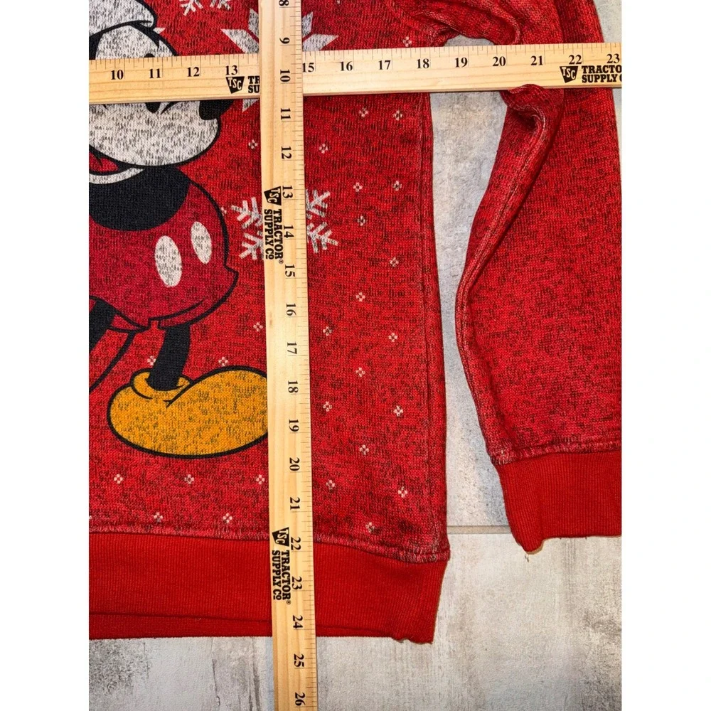 Disney Mickey Mouse Red Christmas Snowflake Ugly Sweater Kids Size L Long Sleeve
